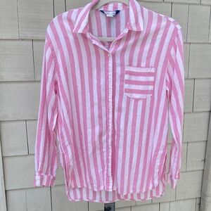 Old Navy ‘The Boyfriend Shirt’ in Pink and White Stripes NWOT!!
